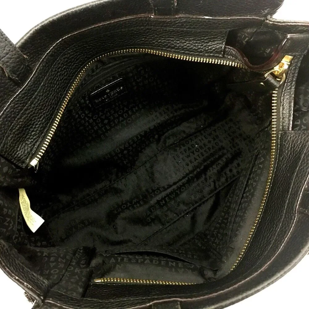 Kate Spade Handbag Black Pebbled Cow Leather Removable Strap Satchel Bag Purse